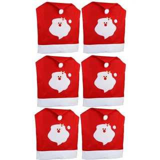 Novaliv, Möbelbezug + Möbelschutz, Weihnachten Stuhlhussen 6er Set I Rot I Weihnachtsmann I Stuhlbezüge Esszimmer (48 x 48 x 65 cm)