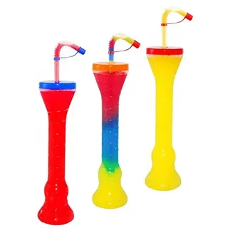 JG-Verpackungen 1 Slush Eis Becher, Becher + Deckel + Trinkhalm, 450/500ml