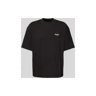 T-Shirt mit Label-Print, Black, M