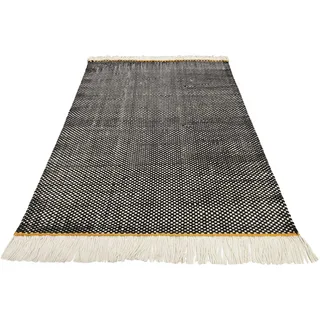Wollteppich ESPRIT "Casa ESP 2208", schwarz, B:160cm H:18mm L:230cm, Schurwolle, Teppiche, Fransenteppich, Naturfaserteppich mit Fransen, Wohnzimmer