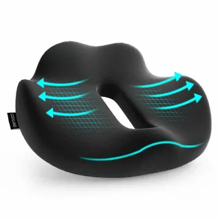 COSYLAND Sitzkissen Ergonomisch in Wellenform - Memory Foam Stuhlkissen für Home Office & Auto - Entlastung für Steißbein & Rücken - Schwarz (bis 90kg)