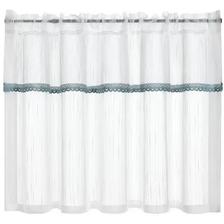 Delien Scheibengardine (1 St), Stangendurchzug, transparent, Landhaus Leinenoptik, Voile Kaffee Küchengardine weiß 140 cm x 60 cm