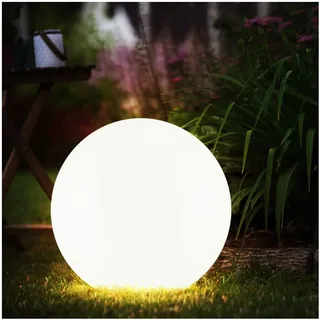 LED Solarleuchte, Kugel weiß, DM 20 cm, H 62 cm