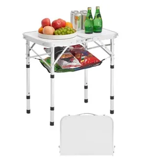 Klapptisch Buffettisch Tragbarer Allzwecktisch 60 X 40 Cm, Höhenverstellbarer Tisch (für 2-4 Personen) Mit Tragegriff, Gartentisch Campingtisch Für Partys Picknick Camping Grillen Bbq, Silber