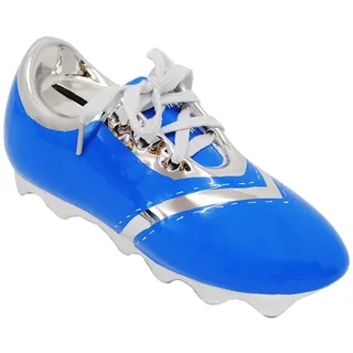 alles-meine.de GmbH 3-D Effekt Spardose - Fußballschuh/Sportschuh - Schuh - blau - mit echten Schnürsenkel ! - stabile Sparbüchse aus Porzellan/Keramik - Fußball - Spar..