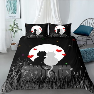 Bettwäsche Kinder Mädchen Katze Katzen-Motiv 135x200 cm Bettbezug mit Reißverschluss, Kätzchen weich und kuschelig, Katzen-Fan Jugendliche Bettwäsche-Set Kissenbezug 80x80cm
