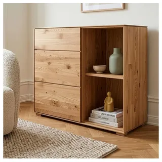 Lomadox Sideboard WYNDHAM-69, Kommode 98cm, stehend/hängend, Wildeiche massiv geölt braun