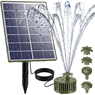 AISITIN Solarbrunnen für Draussen mit Verschiedene Sprüh Effekte, 3M-Kabel | 4,5W Dunkelgrün Solar Springbrunnen für Außen, Solar Fontäne Pumpe, Solar Teichpumpe für Garten,Teich, DIY Wasserspiel