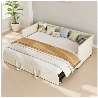 Simurq Schlafsofa Ausziehbares Schlafsofa, Gästebett mit Armlehnen, Tagesbett, Daybett Schlafsofa mit Ausziehbett 90/180x200cm Samt Bezug 213 cm x 74 cm x 183 cm