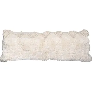 Padiro Dekokissen 35 x 95 cm - naturfarben - Wolle und Polyester - langes Boho-Kissen mit Fransen - Beige