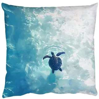 MuchoWow Dekokissen Schildkröte - Meer - Blau - Glitzern, Zierkissen mit Füllung und Bezug, Sofakissen, 45x45 cm Quadratisch | 45 cm x 15 cm x 45 cm
