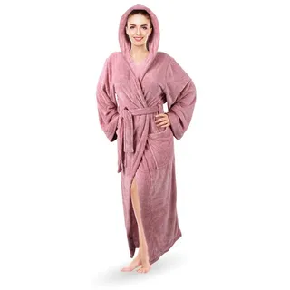 Bestlivings Damenbademantel Hausmantel Cozy, extra lang, Kuschelig, Kapuze, Gürtel, Bademantel mit Kapuze, weich flauschig saugstark für Sauna und Spa rosa L