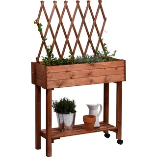 Dobar Hochbeet mit Rankhilfe 79 x 28,5 x 130 cm braun