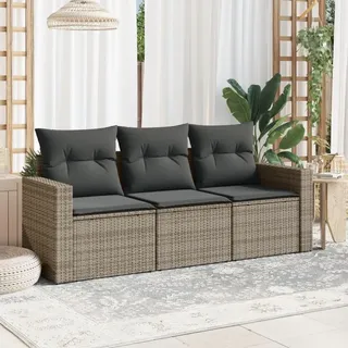 Festnight Gartensofa mit Stauraum Rattan Sofa 3 Sitzer Lounge Sofa Outdoor Sitzecke Balkon Sofa Rattansofa Balkon Lounge Klein Couch Gartenlounge Polyrattan Balkonmöbel Gartenmöbel