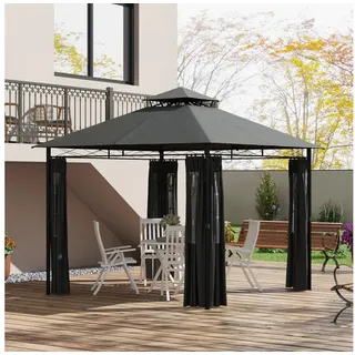 Outsunny Pavillon 3 x 3 m inkl. 4 Seitenteile Dunkelgrau