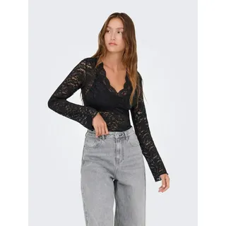 ONLY Spitzenshirt ONLNIKKA L/S LACE TOP JRS NOOS Materialmix schwarz XS (34)