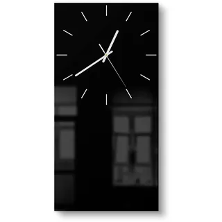 DEQORI Glasuhr | horizontal 30x60 cm | Unifarben - Schwarz | große XXL Design Uhr aus Glas | leise Wanduhr für Wohnzimmer & Küche | moderne Hingucker Uhr für die Wand