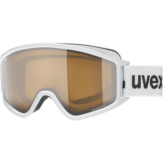 uvex g.gl 3000 P - Skibrille für Damen und Herren - polarisiert - vergrößertes, beschlagfreies Sichtfeld - white matt/brown-clear - one size