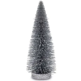 Deko-Baum Glitzer 25 cm - silberner Tannenbaum - kleiner Metall Weihnachtsbaum