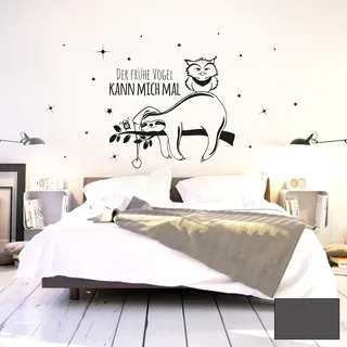 Wandtattoo Wandaufkleber Wandbild Faultier Eule Der frühe Vogel kann mich mal M2045 ilka parey wandtattoo-welt® - ausgewählte Farbe: *dunkelgrau* - ausgewählte Größe: *L - 80cm breit x 43cm hoch*