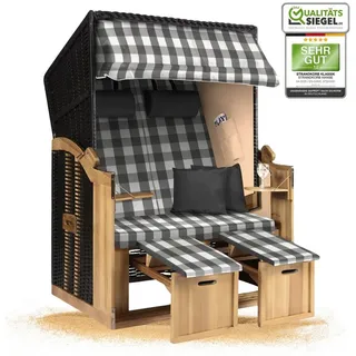 Strandkorb Hanse Strandkorb Strandkorb 2-Sitzer Ostsee Volllieger Beige Anthrazit, BxTxH: 120x80x160 cm, Ostsee Volllieger, Ostsee 2-Sitzer Modell 2025, Stabiles Wacholder mit handgefertigtem Polyrattangeflecht grau