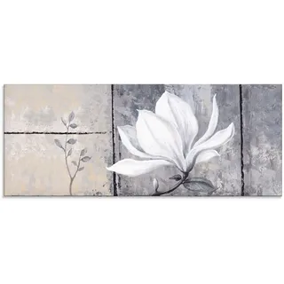 Glasbild ARTLAND "Klassische Magnolie", grau (farbe bild(er): grau), B:125cm H:50cm, Bilder, in verschiedenen Größen