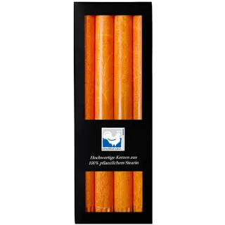Premium Stearinkerzen Set (4er/8er) – Lange Stabkerzen 25x2,2 cm mit Kristall-Struktur – 100% Pflanzlich – 10h Brenndauer – Edle Tafelkerzen für Hochzeit, Deko, Gastro (Orange, 4er Pack)