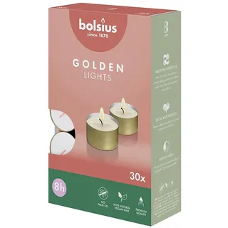 6x Bolsius, Kerzen, Teelichte 8Std gold 30St (30 Stk.)