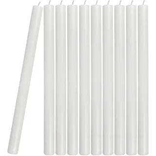 10 Stabkerzen Weiß Durchgefärbt 29 cm Lang Tropffrei Premium Hochzeit Feier