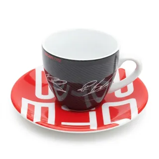 Porsche Espressotasse, Schwarz, Hellrot, Keramik, 2-teilig, 0.08 L, Rund, kratzfest, Kaffee & Tee, Tassen, Espressotassen
