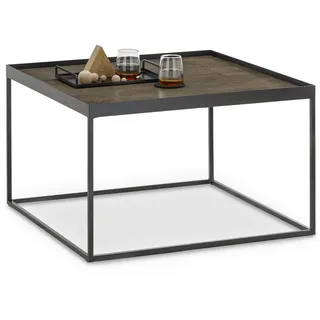SetOne by Musterring Couchtisch, Eiche dunkel, Schwarz, Metall, Holz, Eiche, massiv, quadratisch, eckig, 80x49x80 cm, Wohnzimmer, Wohnzimmertische, Couchtische, Couchtische Metall