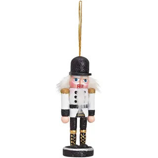 Christbaumschmuck Nussknacker Holz schwarz weiß Weihnachtsanhänger Figur Deko