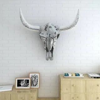 PUEAZU Wanddekoration Stierkopf Silbern Aluminium - Wandskulpturen &13609 - Silber