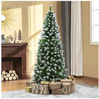 HOMCOM Künstlicher Weihnachtsbaum 180 cm, mit Kunstschnee, 630 Astspitzen, faltbar Standfuß, Tanne, für Weihnachtsfest, Indoor, grün+weiß bunt|grün 180 cm