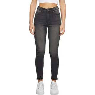 URBAN CLASSICS Damen Jeans Skinny High Waist Open Hem Jeans, Skinny Jeans mit Baumwolle Schwarz