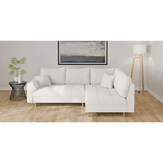Home Affaire Ecksofa »CHARRE L-Form mit Ottomane, Maße B/T/H: 231/161/81 cm«, feine Steppung, lose Rücken- und Zierkissen, auch in Cord und Bouclé, weiß