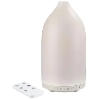 SilverCrest Diffuser Ultraschall Aroma Diffusor Keramikgehäuse Fernbedienung Farbwechsel, 0.12 l Wassertank, LED-Farbwechsel mit festen oder wechselnden Farben weiß