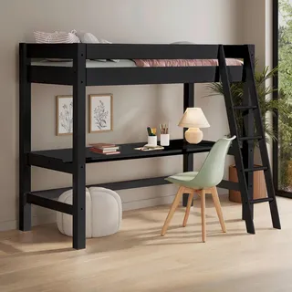 P & B Hochbett, Schwarz, Holz, Kiefer, massiv, links montierbar, rechts montierbar, 216x209x180 cm, FSC Mix, Kinder- & Jugendzimmer, Kindermöbel, Kinderbetten, Hochbetten