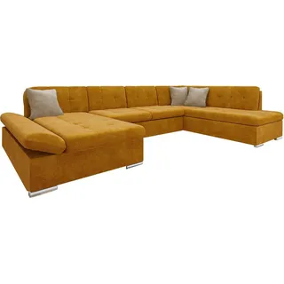 MIRJAN24 Ecksofa Bergen mit Bettkasten, Regulierbare Armlehnen, U-Form Schlafsofa vom Hersteller (Wave 05 + Wave 05 + Wave 02, Seite: Links) - Orange