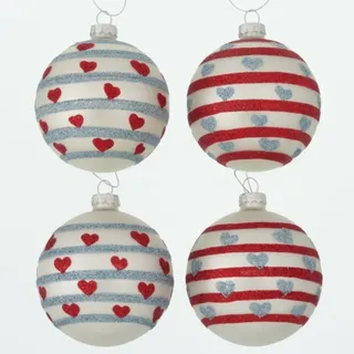 Weihnachtskugel Ilva Glas lackiert rot silber Ø 8 cm 4er Set