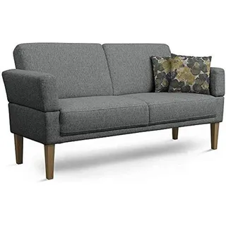 Cavadore 3er Sofa Femarn / Küchensofa für Küche, Esszimmer / Couch für Esszimmer / Maße: 190 x 98 x 81 cm (BxHxT) / Farbe: Grau (dunkelgrau/grau) / Echtholzfüße in Buche natur