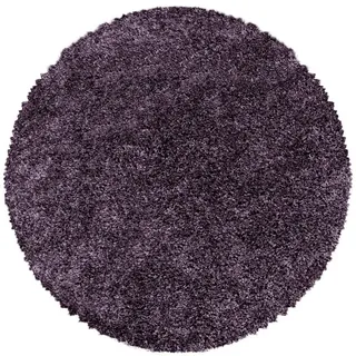Carpettex Hochflor-Teppich Unicolor - Einfarbig, Rund, Höhe: 30 mm, Einfarbig Shaggy Teppich Wohnzimmer Langflor versch. farben und größen lila Rund | 160 cm x 160 cm x 30 mm