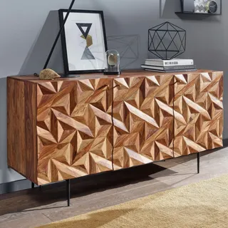 FineBuy Sideboard FineBuy Kommode 144x72x47 cm Holz Massiv Anrichte Modern Standschrank