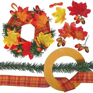 Famanu Herbstkranz Bastelset - Kreatives Gestalten - 20 cm Rahmen - Multicolor