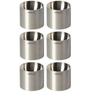 Hiska E-100 Eierbecher Edelstahl 6er Set, rostfrei, Design, handgeschliffen, made in Germany