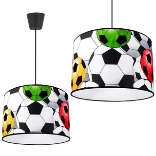 Light-Home - SOCCER - Hängelampe - Deckenlampe - Pendelleuchte aus Metall mit Lampenschirm aus Stoff - E27 1-Flammig - Gelb, Rot und Grün