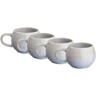 BUTLERS 4er-Set Tassen Steinzeug - COTTAGE - spülmaschinenfest | Farbe Blau - 350 ml - Kaffeebecher für Kaffeepausen - Teetassen für Heißgetränke - ländlicher Stil