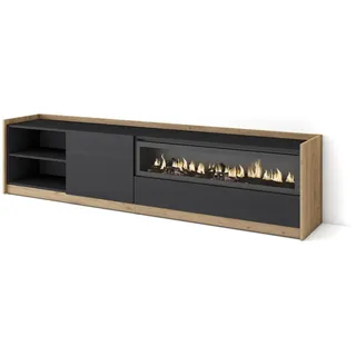 SKRAUT HOME Lowboard 207x50x37 cm Schwarz Eiche Holzwerkstoff