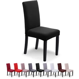 SaintderG® Stuhlhussen 4 Stück Elastische Moderne Beschützer Stuhlhussen, Hochzeit Partys Bankett Deko, bi-Elastic Spannbezug, sehr pflegeleicht und langlebig Universal (Schwarz, 4 Stück)