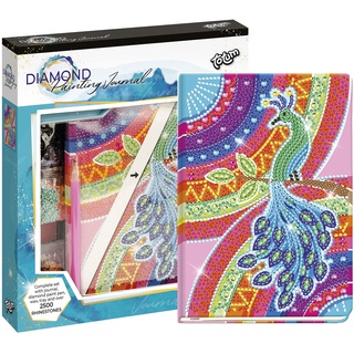 Totum 079762 Pfau Diamond Painting Bastelset Notizbuch, bunt